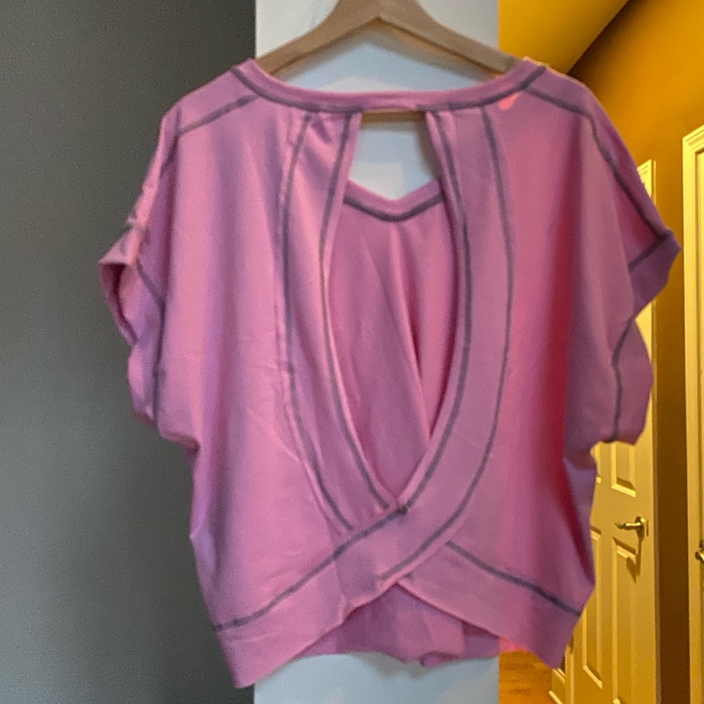 NEW Women's Backless Loose Tops Short Sleeve Workout Tops